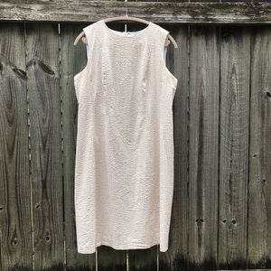 Brooks Brothers 100% Cotton Seersucker Sheath Dress Striped Tan White